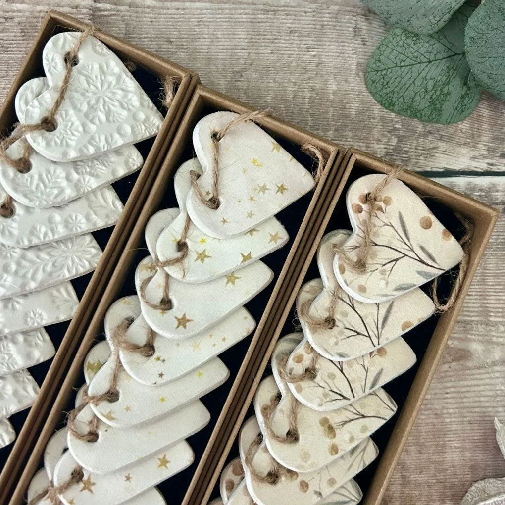 Cornucopia Botanical Christmas Garland – Handmade Clay Heart Decoration