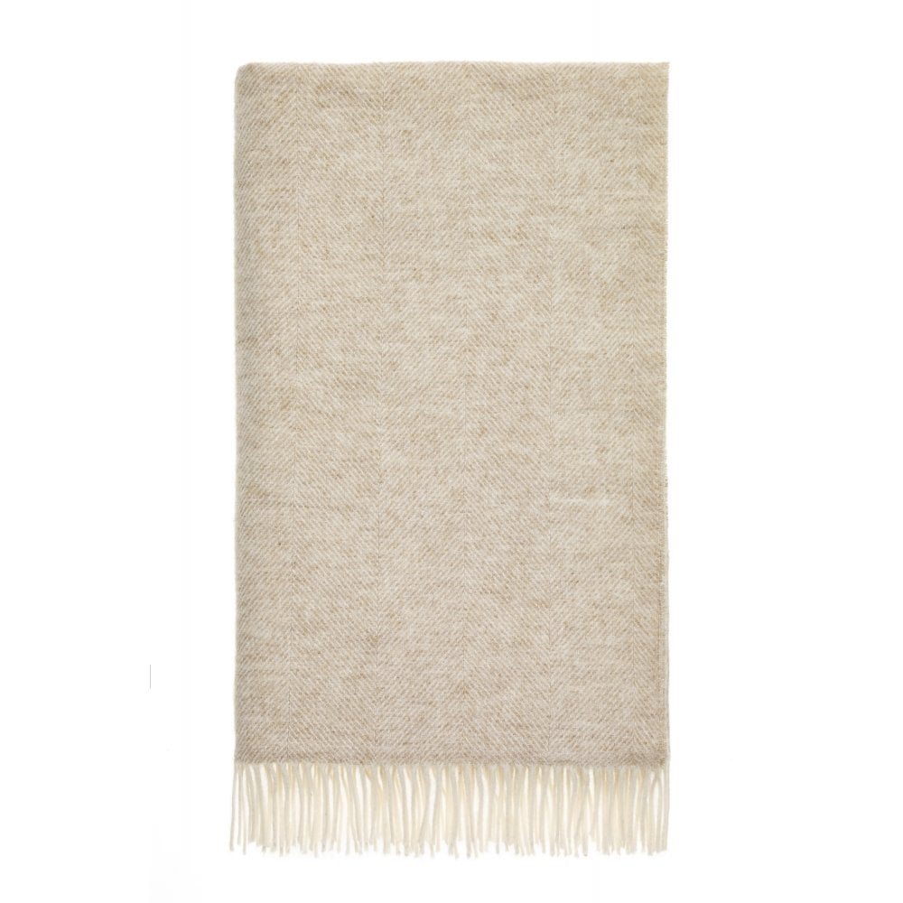 Bronte by Moon Herringbone Natural Throw Blanket