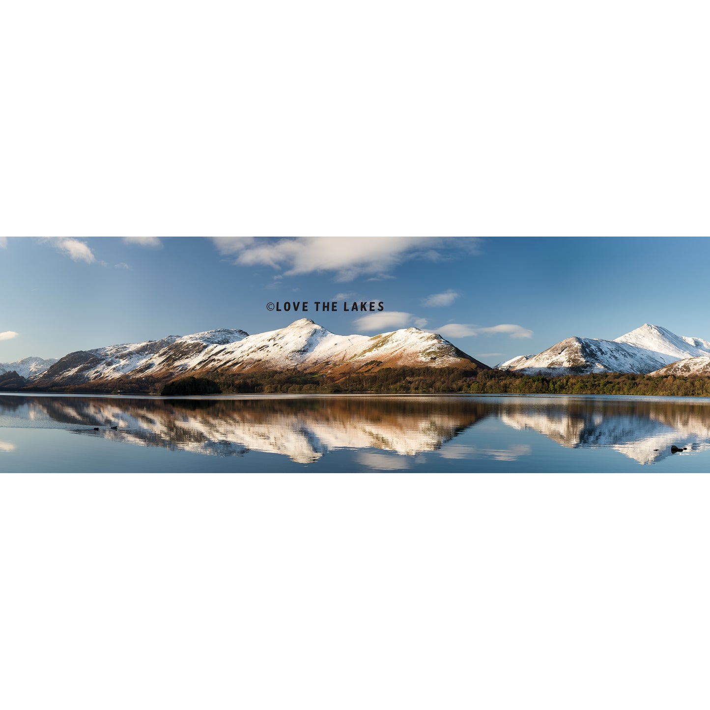 Love the Lakes Winter Reflections Catbells Panoramic Canvas Print