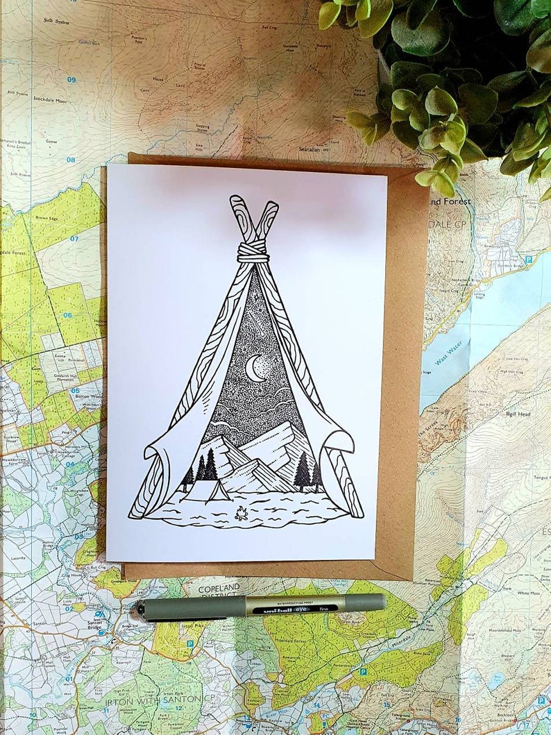 Wild & Wanderlust Adventure Tent Greetings Card