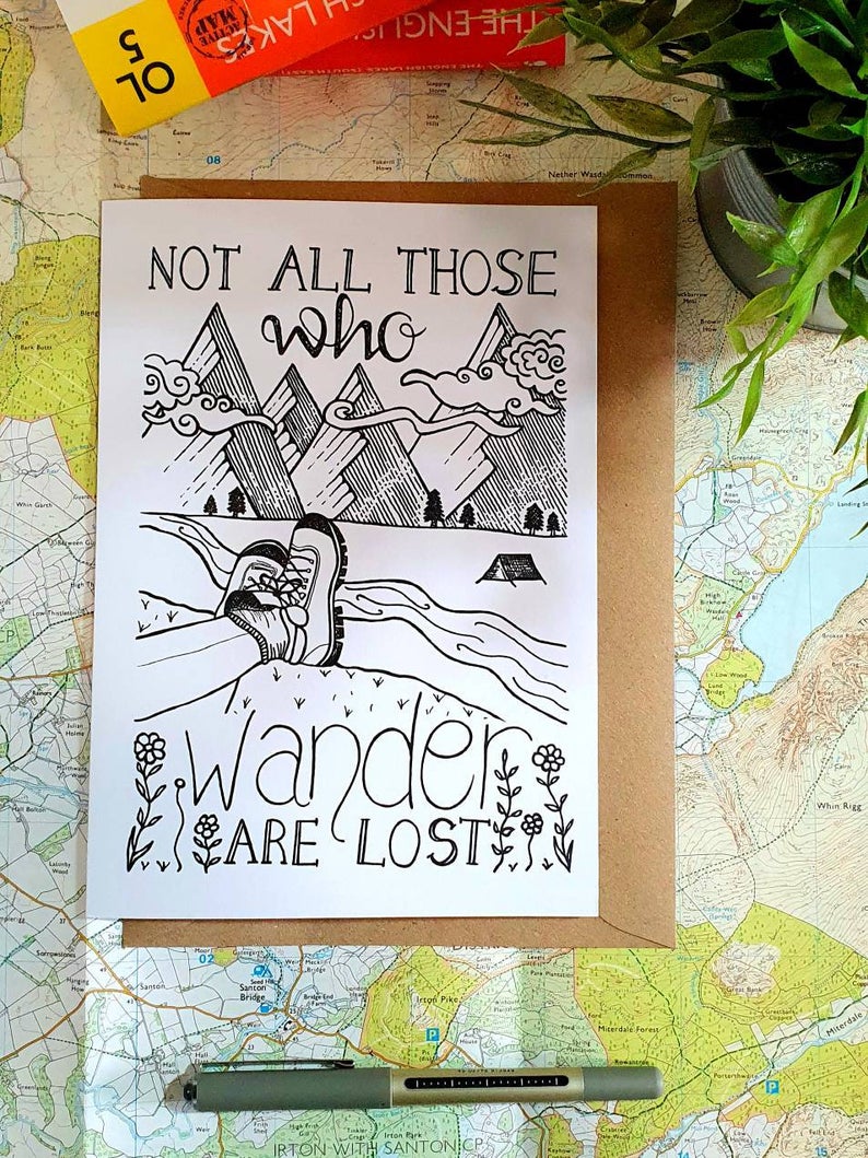 Wild & Wanderlust Prints Not All Those Who Wander Greetings Card