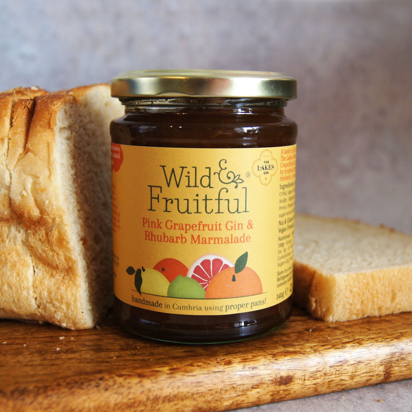 Wild & Fruitful Grapefruit Gin and Rhubarb Marmalade 340g