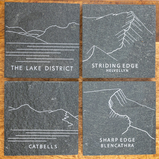 Love the Lakes X Honister X Sugar Shed Green Slate Mountain Coasters - 3 designs