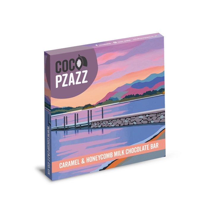 Coco Pzazz Ashness Jetty Caramel & Honeycomb Milk Chocolate Bar 80g