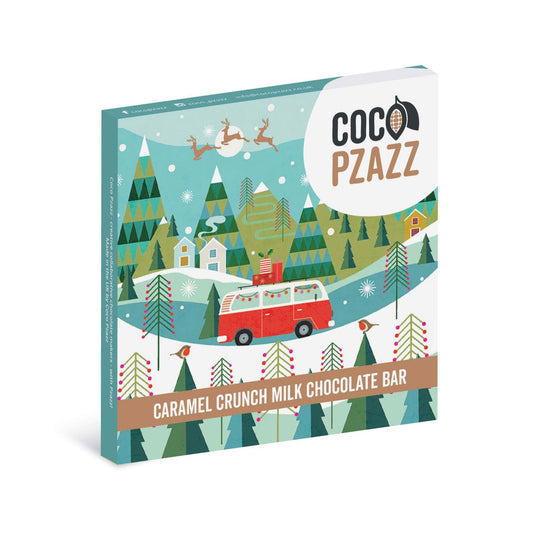 Coco Pzazz Christmas Camper Caramel Crunch Milk Chocolate Bar 80g