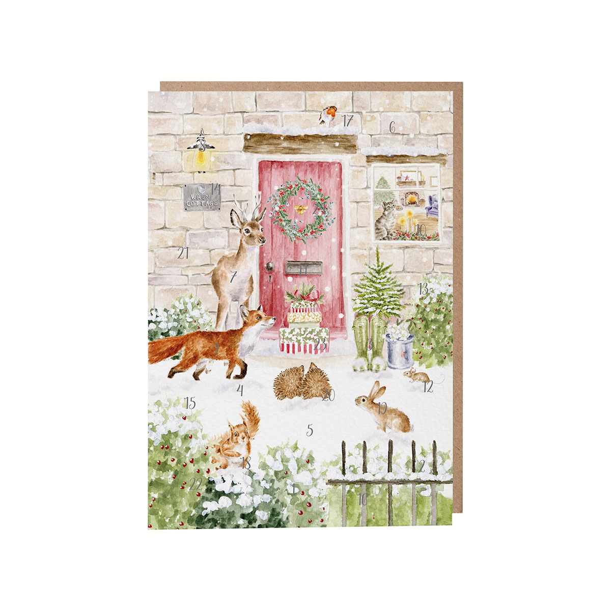 Christmas Cottage A5 Woodland Animal Advent Card