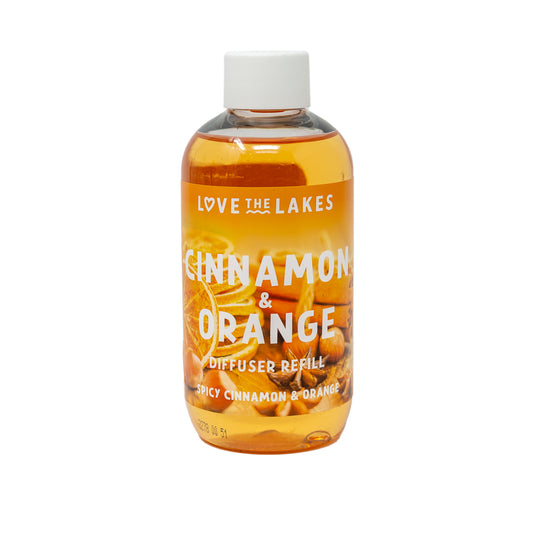 Love the Lakes Cinnamon & Orange Reed Diffuser Refill 200ml - Spicy Citrus with Warm Cinnamon & Cloves