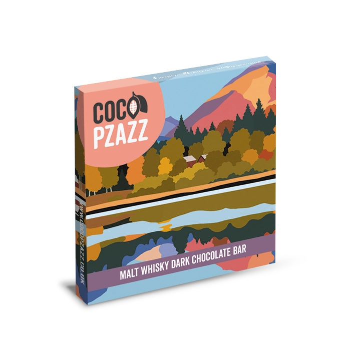 Coco Pzazz Derwent Water Malt Whisky Dark Chocolate Bar 80g