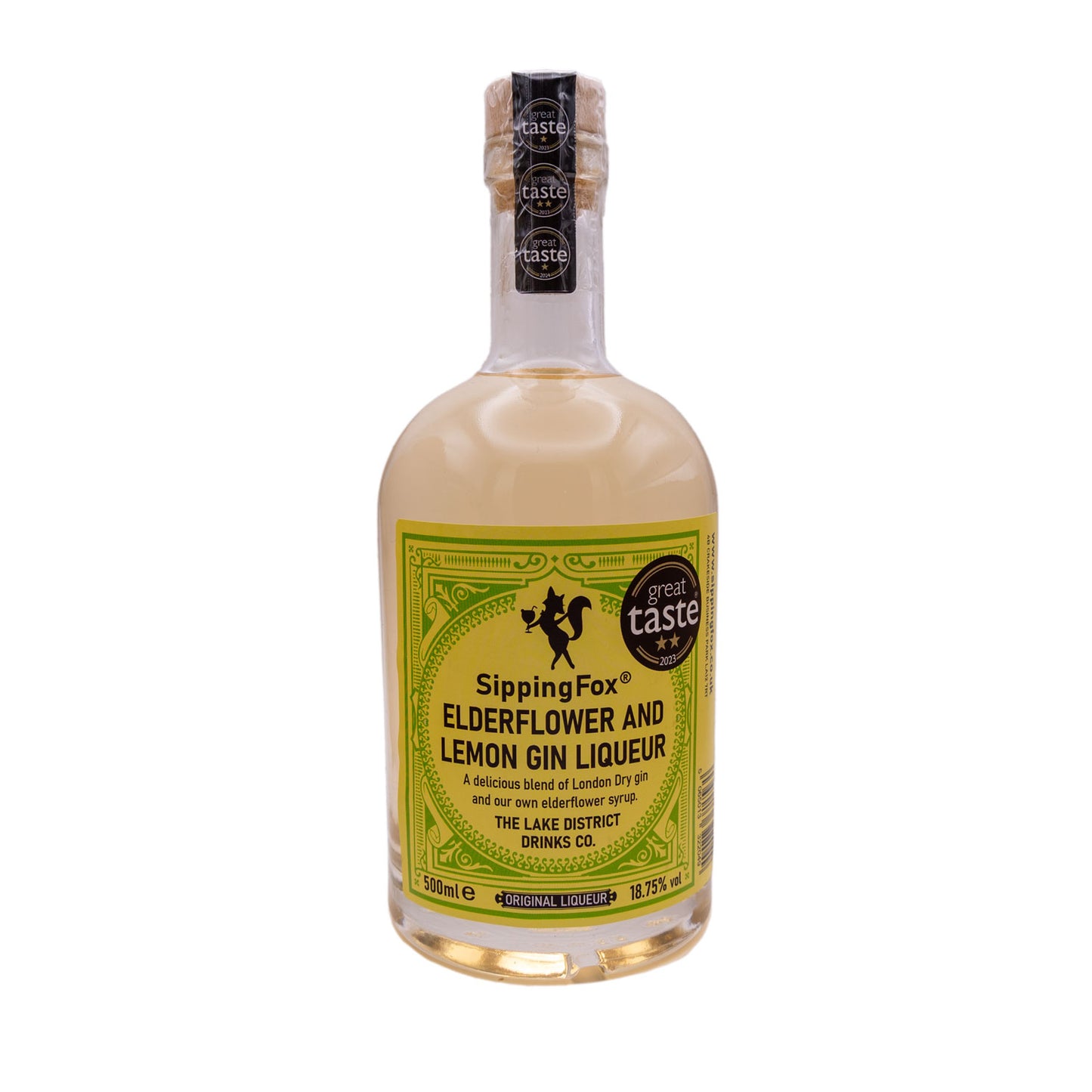 SippingFox Elderflower and Lemon Gin Liqueur