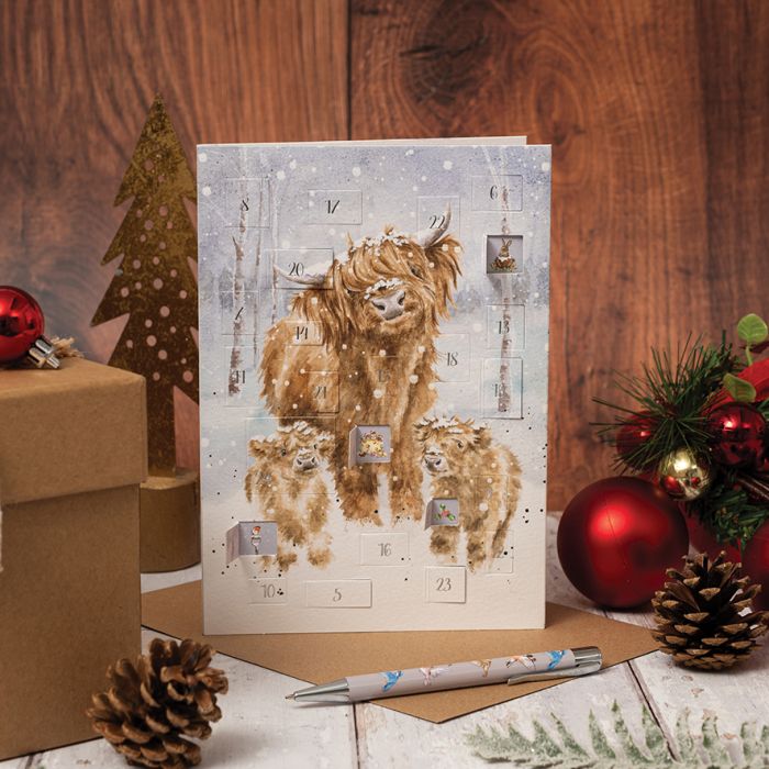 A Highland Christmas' Highland Cow A5 Advent Card