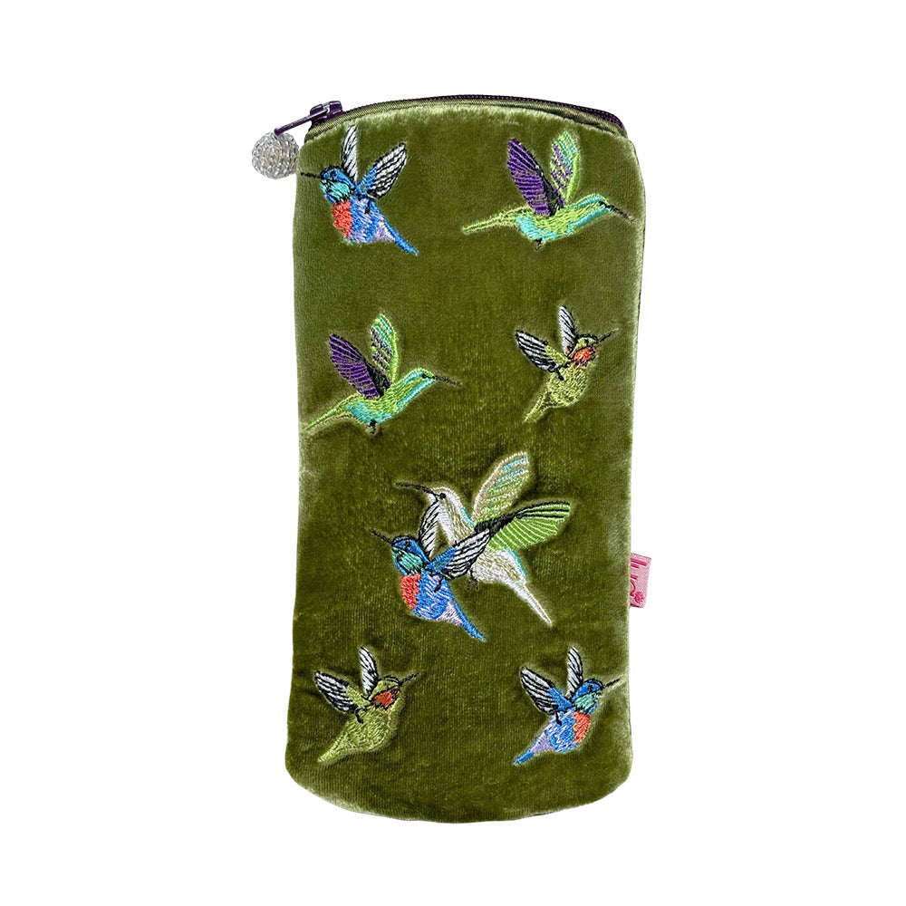 Hummingbird Velvet Glasses Purse