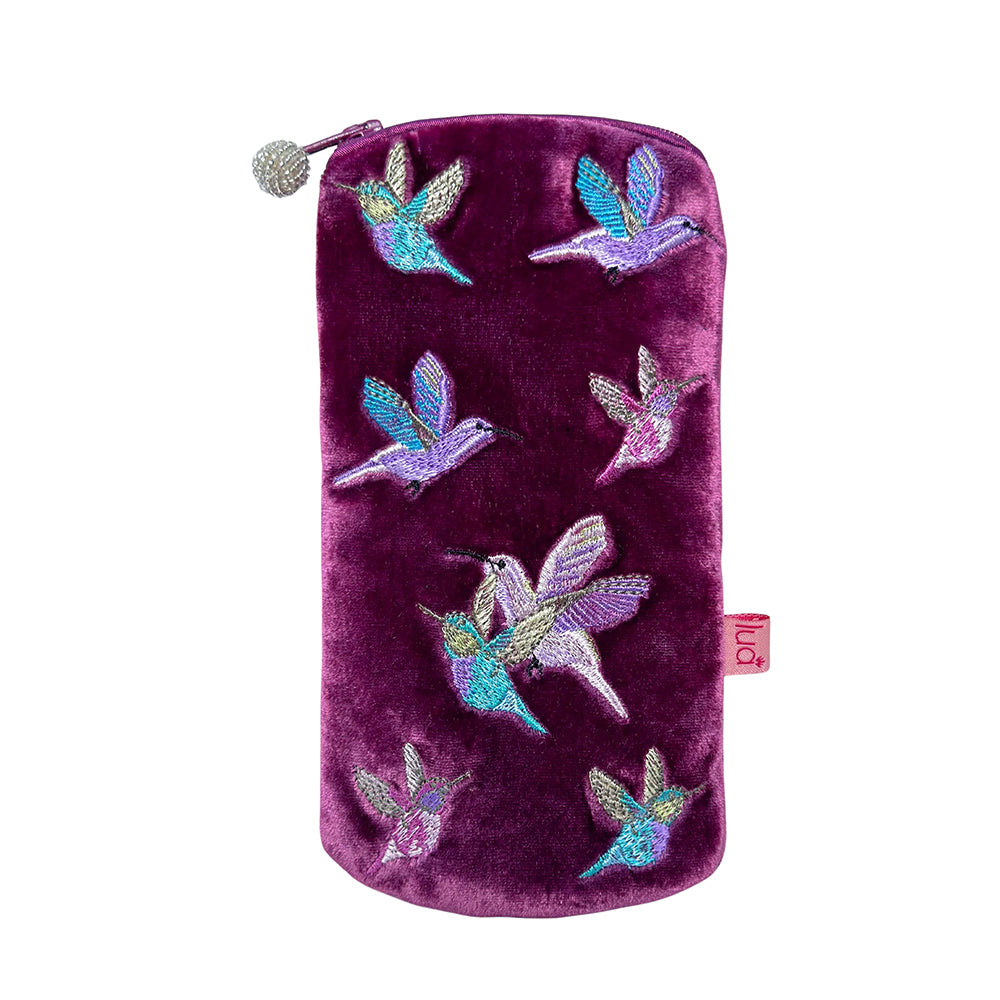 Hummingbird Velvet Glasses Purse