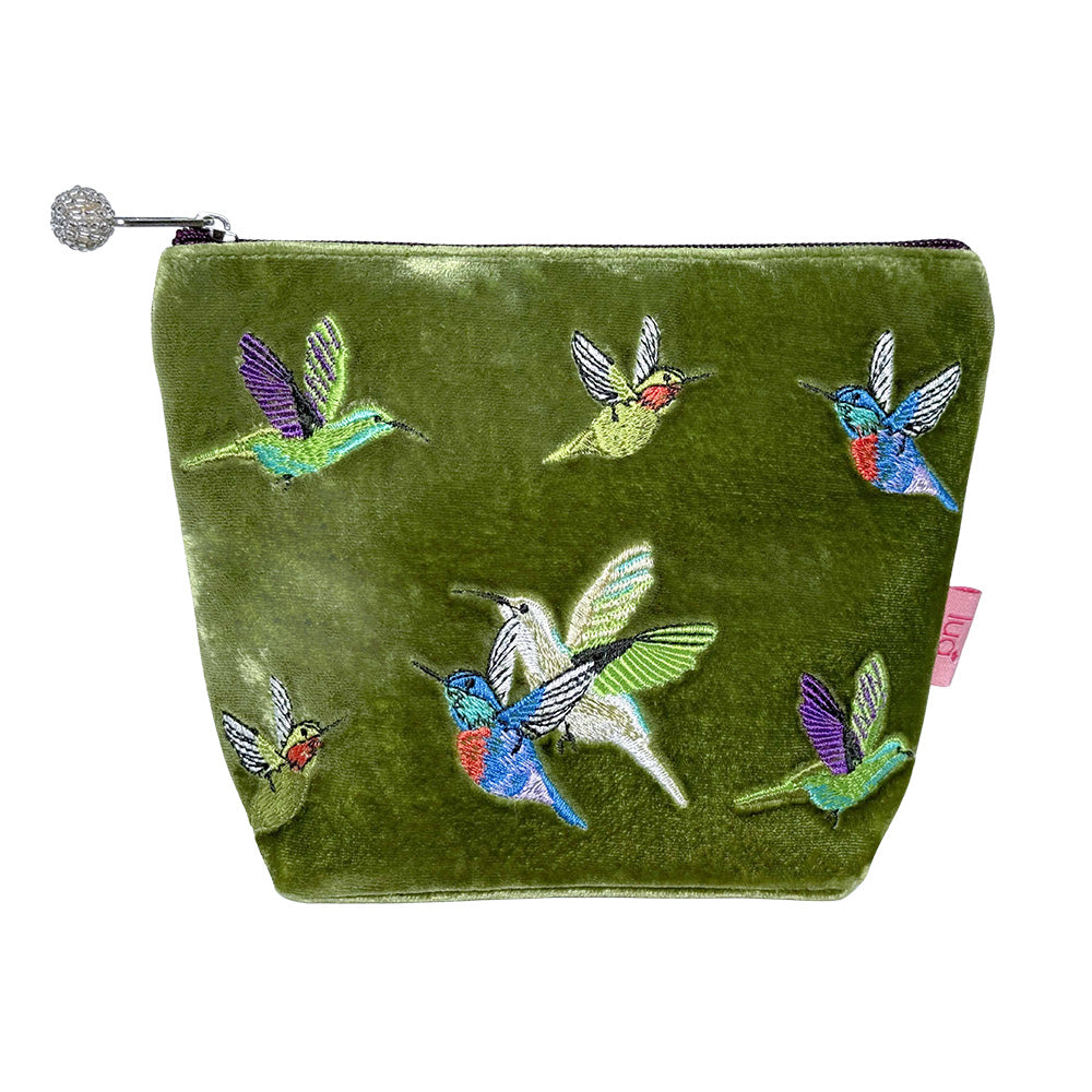 Hummingbird Velvet Cosmetic Purse