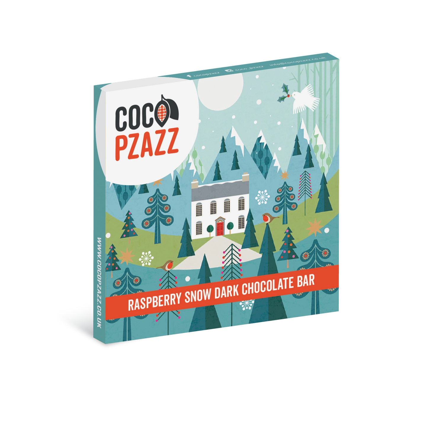 Coco Pzazz Raspberry Snow Dark Chocolate Bar 80g