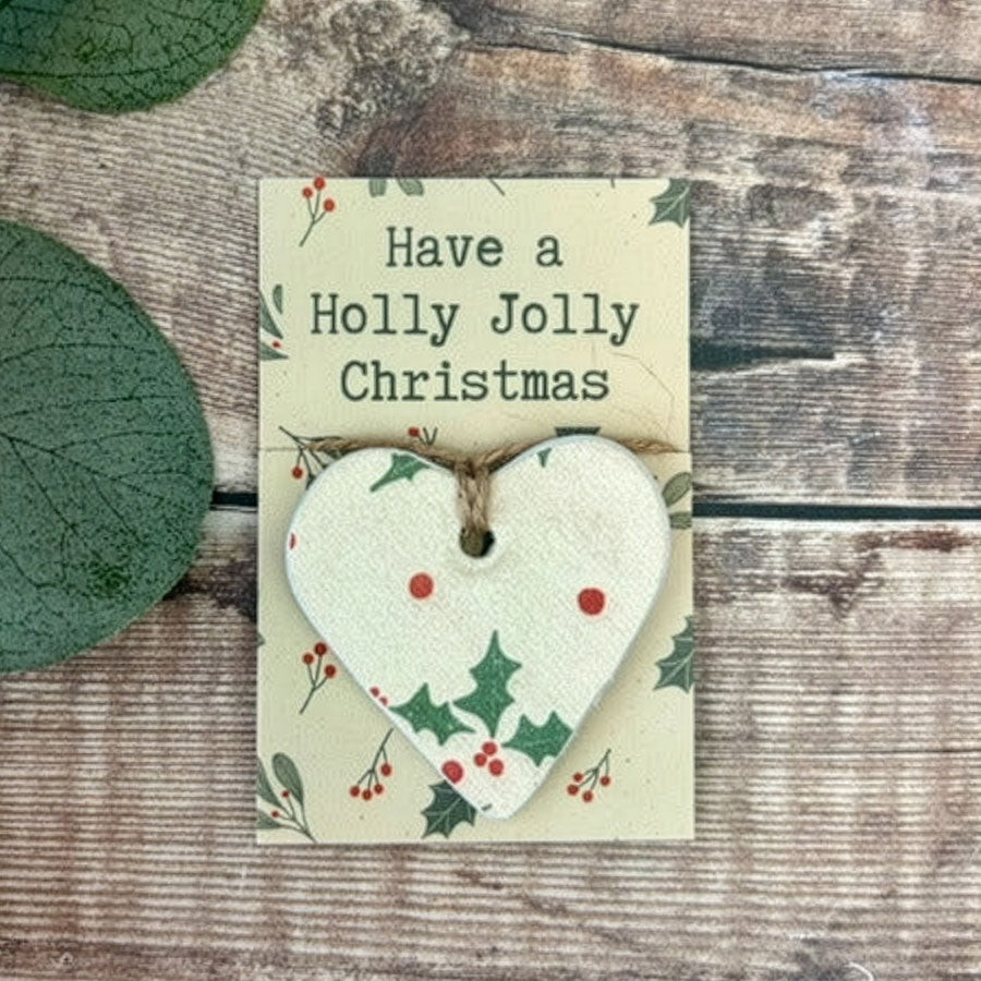 Cornucopia Holly Jolly Heart Hug – Handmade Christmas Decoration