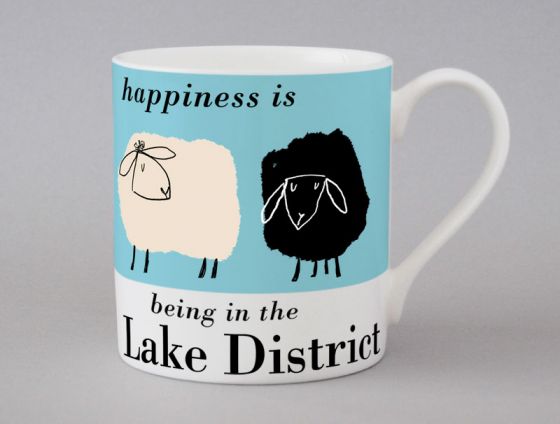 Happiness Is Being In The Lake District Sheep Mug Blue