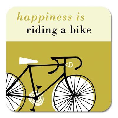 Happiness is Riding a Bike Coaster Olive