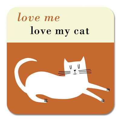 Love me Love My Cat Coaster Orange