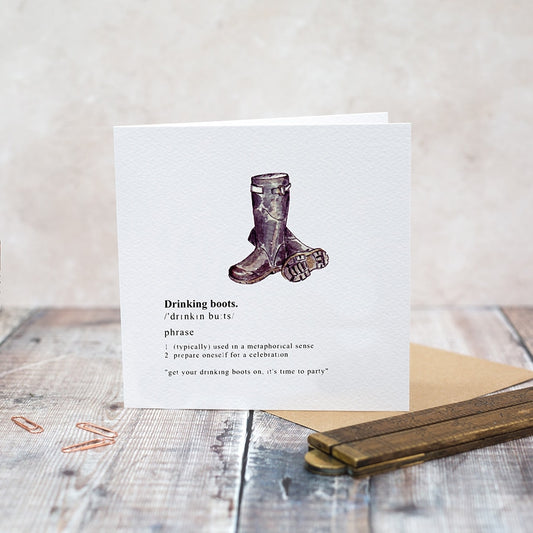 Toasted Crumpet Drinking Boots Greeting Card