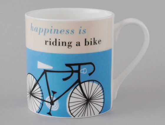 Happiness Is Riding a Bike Mug Turquoise