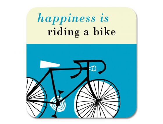 Happiness is Riding a Bike Coaster Turquoise