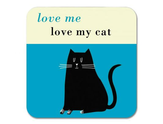 Love me Love My Cat Coaster Turquoise