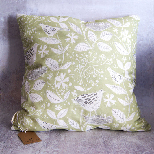 Green Hedgerow Square Linen Cushion