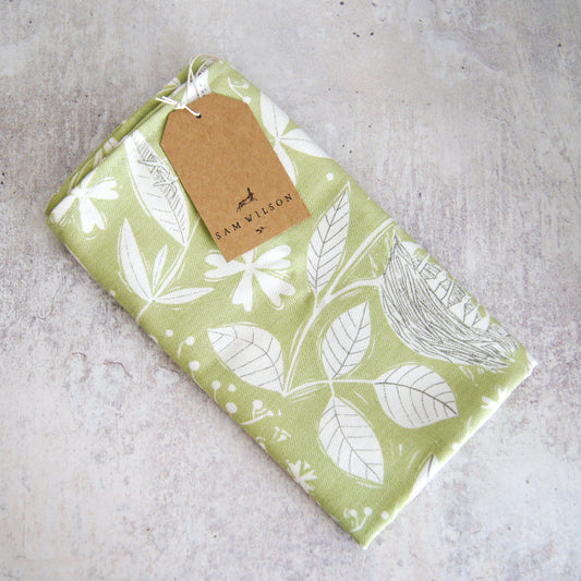 Green Hedgerow Cotton Tea Towel
