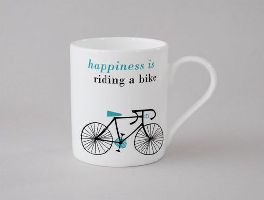 Small Happiness Is Riding a Bike Mug Turquoise